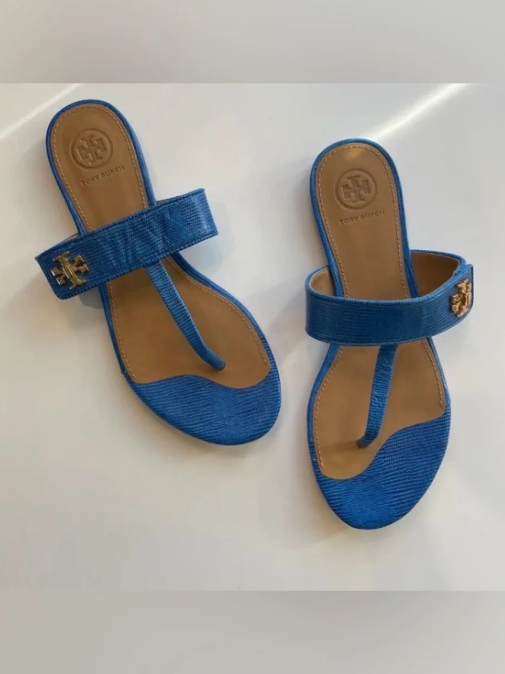 Tory Burch Tropical Blue Leather Kira Thong Sandal